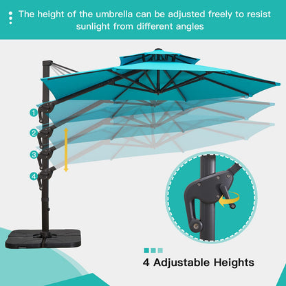 Sunnyglade 11FT Double Top Cantilever Patio Umbrella Deluxe Offset Umbrella 360° Rotation & Integrated Tilting System Heavy Duty Outdoor Umbrella for Market Garden Deck Pool Backyard Patio(Blue)