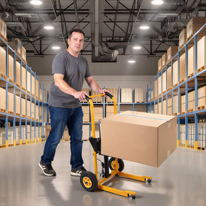 Mini Forklift Portable Pallet Jack Table Cart with Swivel Wheels Handheld Push Pallet Trolley Wear Resist for Household Warehouse Factory