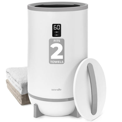 SereneLife Towel Warmer & Blanket Warmer, Single Touch Hot Towel Warmer with LED Ring, Timer, Auto Shut Off, 21.5" Bathroom Towel Warmer with 20L Capacity Fits 2 Towels, Includes 2 Fragrance Discs