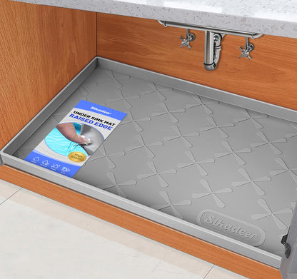 SIKADEER Under Sink Mat Waterproof 34" x 22", Silicone Mat Kitchen Drawer Shelf and Cabinet Liner, Sink Protector for Kitchen Organizers and Storage, Boot Tray Pet Food Mats