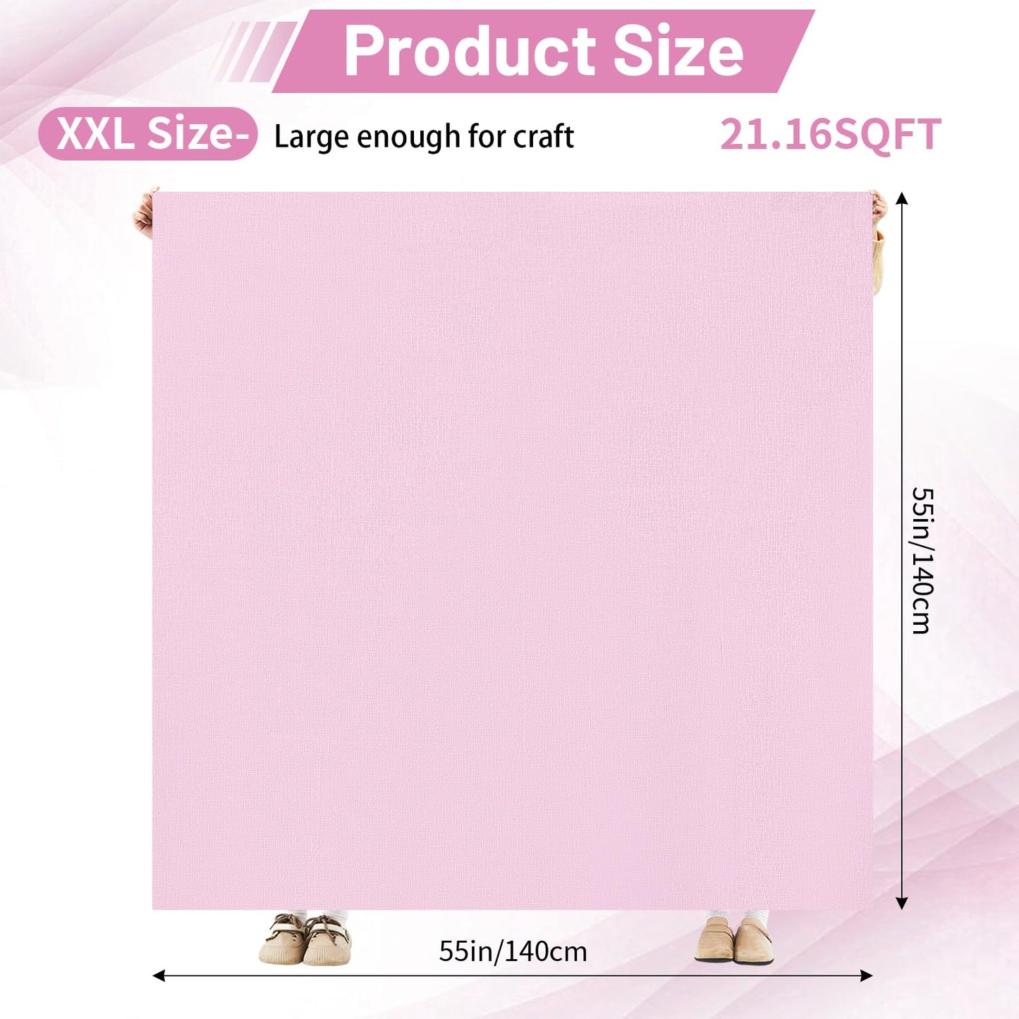 Drydiet 55x55 Inch Extra Large Craft & Painting Floor Mat - Waterproof Non-Slip PVC Art Rug, Floor Protector for Easel Painting Pottery Messy Projects, Washable Roll-up Spill Mat(Pink, Plain)