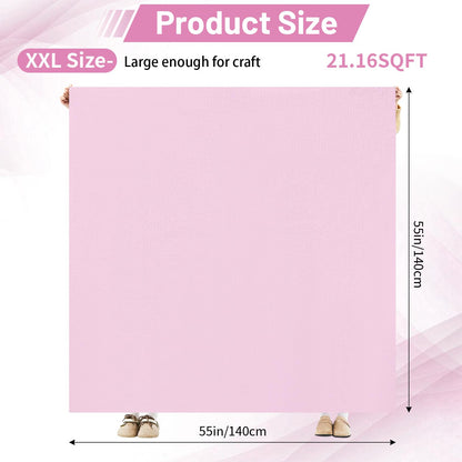 Drydiet 55x55 Inch Extra Large Craft & Painting Floor Mat - Waterproof Non-Slip PVC Art Rug, Floor Protector for Easel Painting Pottery Messy Projects, Washable Roll-up Spill Mat(Pink, Plain)