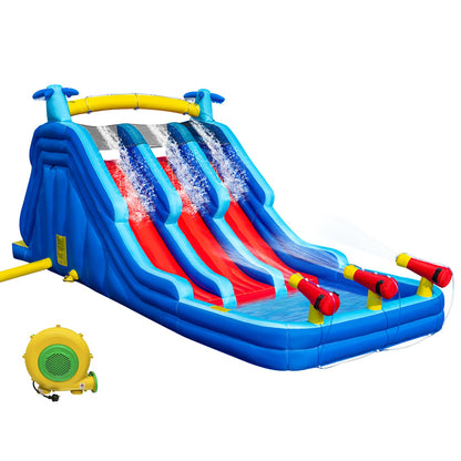 22FT Oxford Inflatable Water Slide Family Version of Water Park Equipped with a Pool Climbing Area and Slide Track Suitable for Summer Swimming Pool Parties and Family Gatherings （Include Blower）