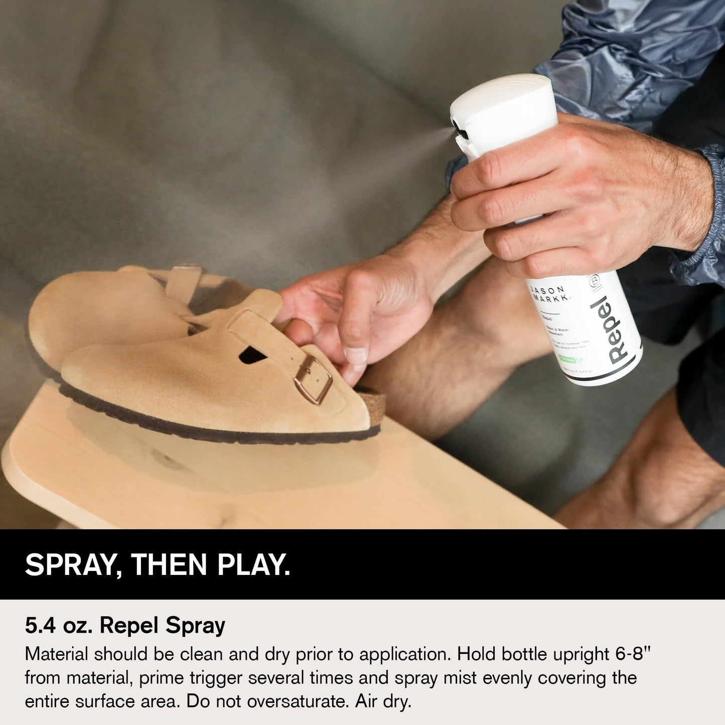 Jason Markk Shoe Protector Repel Spray, Water & Stain Repellent for Shoe and Sneaker Care, Non-Aerosol Footwear Protector Spray, Safe for Leather, Suede, Nubuck, Cotton, Knits, 5.4oz