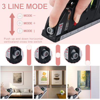 TOYIEW Picture Hanging Kit Tool, 352pcs Hanging Hardware with Heavy Duty Frame Hooks, Wire, Nails, D Rings, Photo Sawtooth Hangers, Wall Art Hanging Kit with Laser Level, Pink Claw Hammer