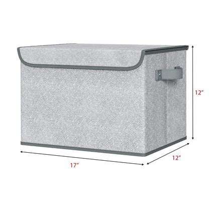 Univivi Storage Bins with Lids [4-Pack] Large Collapsible Stackable Fabric Storage Boxes with Lids, Decorative Closet Organizers and Storage for Clothes, Office, Bedroom (Gray, 17“ x 12” x 12")