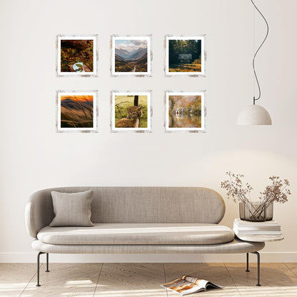 QOTIB Wood 12x12 Frame for 30x30cm Diamond Art Painting, Display Picture 10x10 with Mat or 12x12 without Mat, Large Rustic White Picture Frame for Wall Hanging, 1 Pack