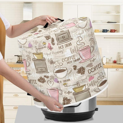 Coffee Print Dust Cover for 8 Quart Electric Pressure Cooker, Rice Cooker, Air Fryer, Kitchen Decorative Protective Bag