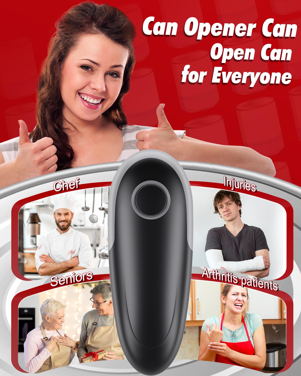 One Touch Electric Can Opener Fits All Can Sizes