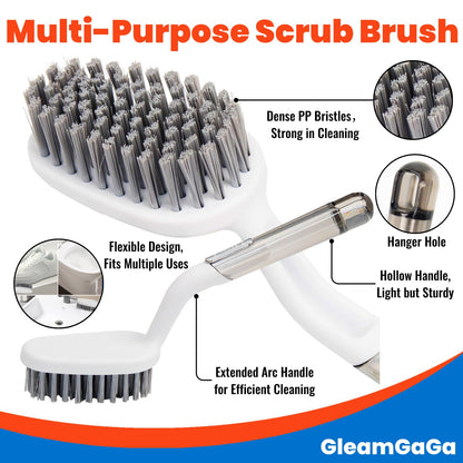 3 Pack Shower Scrub Brush Set – Heavy-Duty Scrub Brushes for Cleaning with Long Handle, Stiff Bristles Grout Brush, Shower Scrubber for Bathroom, Bathtub, Kitchen, Tile, Floor, Grout, Sink & Carpet