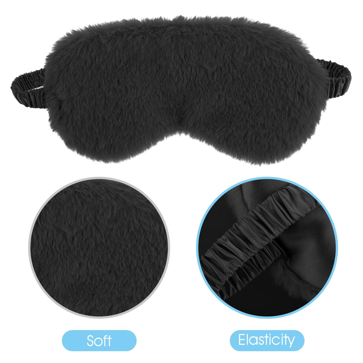 2 Pack Plush Sleeping Eye Mask Soft Plush Eye Mask Fuffy Eye Cover Comfortable Sleep Mask Blindfold Rainbow Faux Fur Eye Shade for Women, Men and Kids Travel Nap Sleeping 565488_2_3pL1H9vJ3