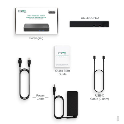 Plugable USB C Triple Display Docking Station | 100W PD, 3x HDMI (1x 4K 30Hz, 2x 1080p 60Hz), 6x USB 5Gbps Ports | Windows, macOS, ChromeOS Compatible - Enhance Productivity with Multi-Monitor Support