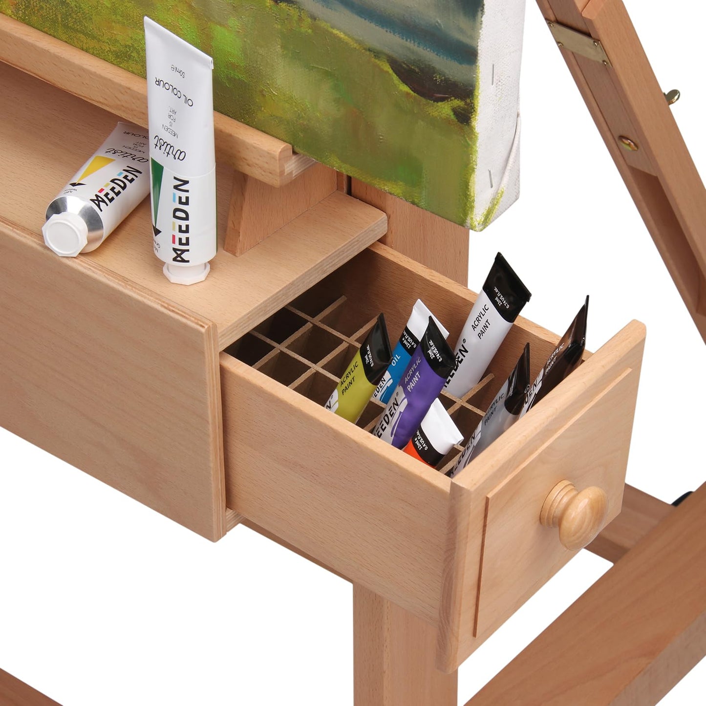 MEEDEN Art Painting Easel: Professional Crank Easel - Heavy Duty Beech Wood Studio H Frame Stand - Height Adjustable 71" to 98"