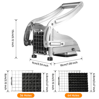 YENXIKU Premium French Fry Cutter & Potato Slicer – Stainless Steel Vegetable Cutter with 1/2 & 1/3 Inch Blades for Fries, Potatoes, Chips & Carrots (1-Pack)