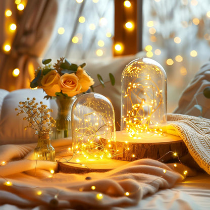 99Feet 300LEDs Fairy Lights Plug in, Warm White String Lights, Waterproof Flexible Silver Wire Starry Lights