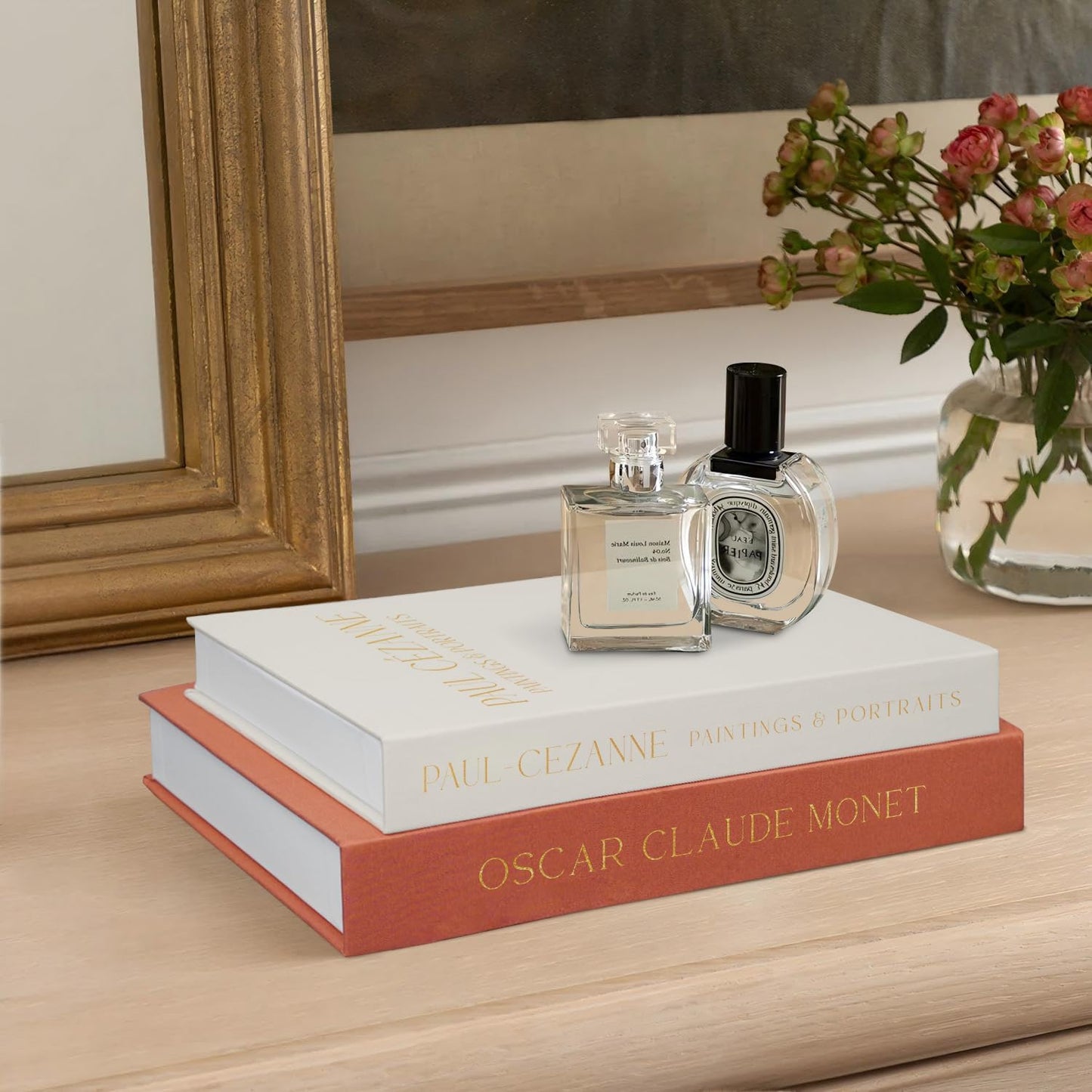 Decoration,Set 2 Aesthetic Fake Decorative Books for Home of Linen Faux Decor Boxes for Coffee Table,Bookshelf