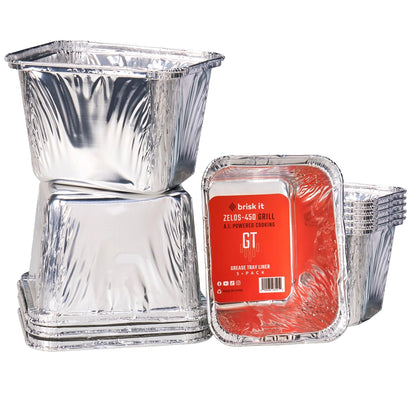 Brisk It Grease Tray Liner Compatible Zelos-450 Grill, Grill Accessories, Aluminum, 10Pack