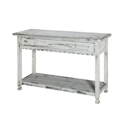Alaterre Furniture Rustic Country Cottage Console Table with 1 Drawer & 1 Shelf, Distressed Finish - Perfect for Living Room, Entryway, Hallway