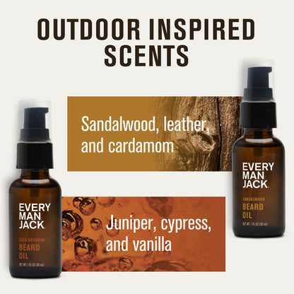 Every Man Jack Men's Beard Oil - Aged Bourbon Fragrance - Deeply Moisturizes and Softens Your Beard and Adds a Natural Shine - Naturally Derived with Shea Butter and Argan Oil - 1 fl oz