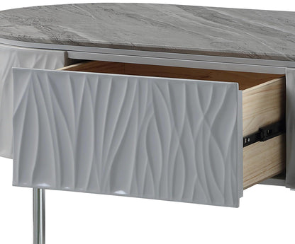 Acme Yukino Contemporary Wood/Metal Coffee Table in Gray High Gloss and Chrome
