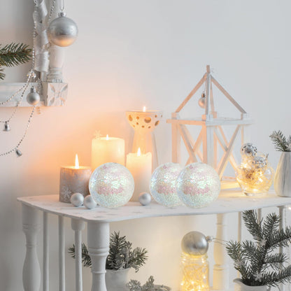 TOPZEA Set of 3 Decorative Balls, 4 Inch Glass Mosaic Orbs Sphere Bowl Fillers, Coffee Table Centerpiece Ball Ornaments for Living Room, Christmas, Holiday Party, White Home Decor