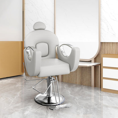 Professional Reclining Salon Barber Chair, 360° Swivel Hydraulic Hair Salon Chair for Hair Stylist with Heavy Duty Pump, High-Density Cushion, Adjustable Height Barber Chairs for Barbershop Spa & Home