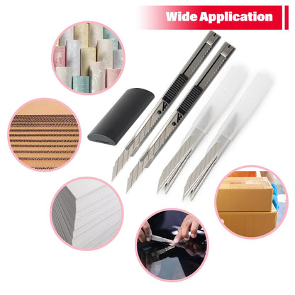 Gomake Wrapping Paper Cutter Utility knife 9mm Stainless Steel Handled Lockable Box Cutter with 30 Degree Snap Off Blades for Vinyl Film Cutting,Craft Knife,Window Tint Gift Wrap Cutter