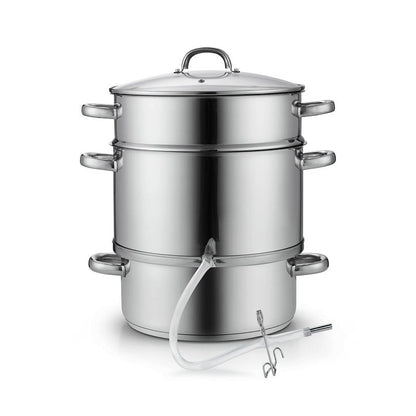 Cooks Standard Canning Juice Steamer Extractor Fruit Vegetables for Making Jelly, Sauces, 11-Quart Stainless Steel Multipot with Glass Lid, Clamp, 2-Pcs Hose
