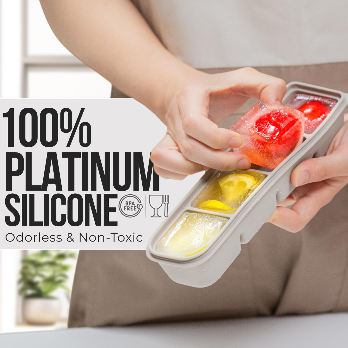 Firgi 1 oz/6 Sections Silicone Ice Cube Freezer Tray with Lid, 100% Food-Grade Platinum Silicone,Leak Resistance & Dishwasher Safe for Baby Food Prep,Breast Milk,Purees - Korean Made, Indie Pink