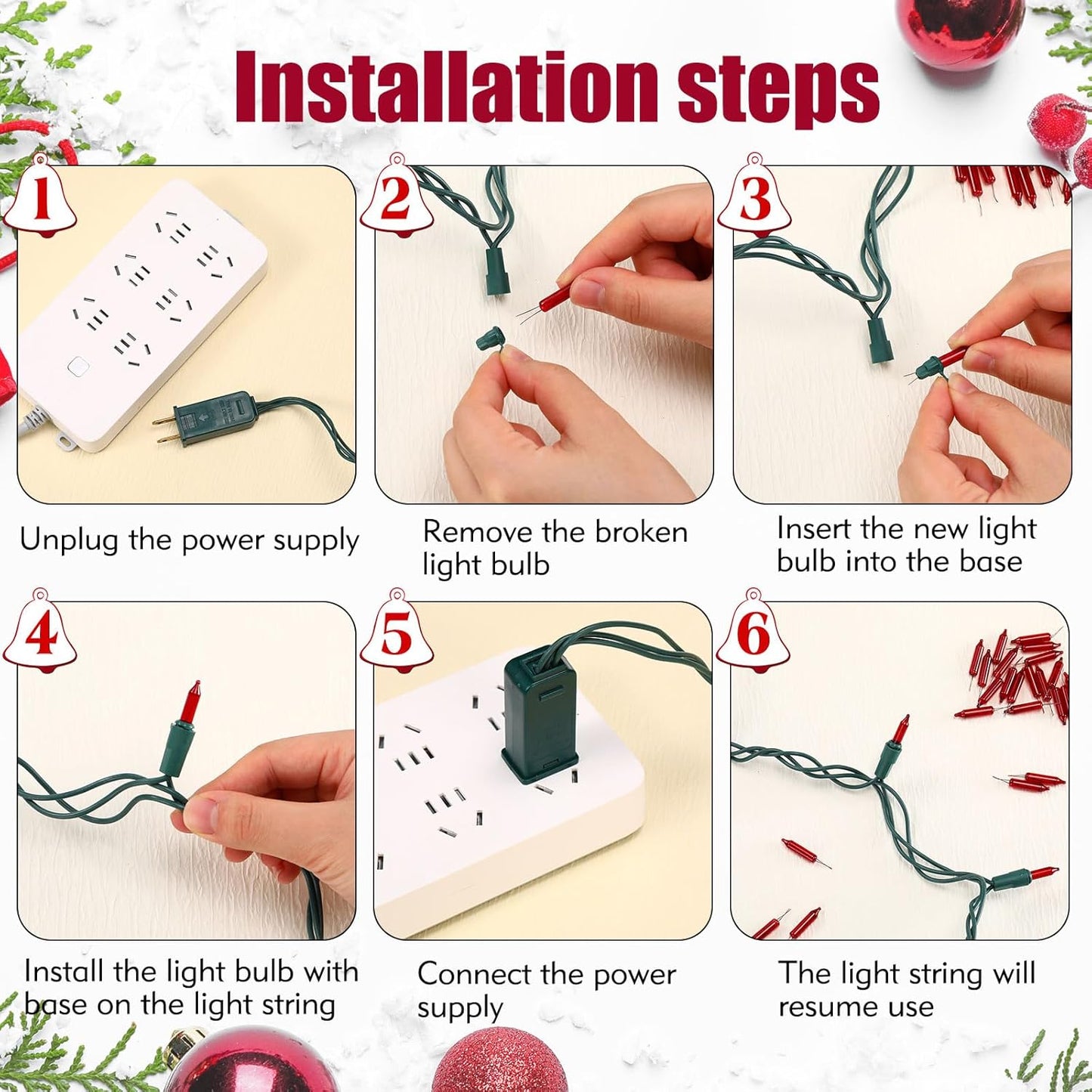 60 Count 2.5v Bulbs Mudder Christmas Lights Mini Incandescent Wire String Lights Replacement Indoor Outdoor Halloween