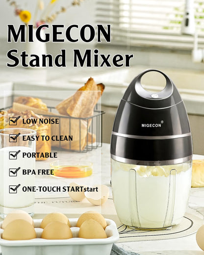 MIGECON Stand Mixer Electric Kitchen Mixer, Electric Egg Beater, Shampoo & dogs Body Wash Foam Whipper, One-touch operation to prevent spills (Dark Grey)
