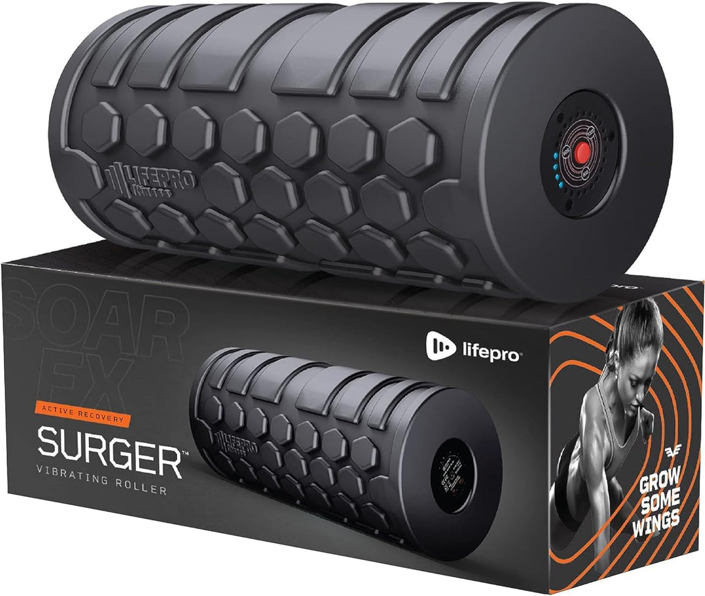Lifepro 4-Speed Vibrating Massage Ball - Peanut Massager and Vibrating Foam Roller for Fitness, Mobility, and Relaxation - Compact and Portable Design