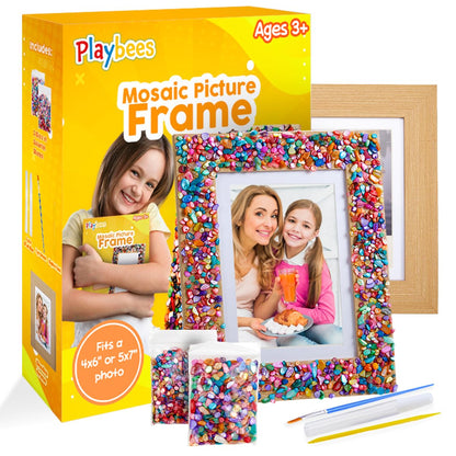 Playbees Kids Picture Frame Mosaic Craft Kit Craft DIY Arts & Crafts for Kids Frame Kit Great Birthday Gifts for 3 4 5 6 7 8 9 10 11 12 Year Old Holiday Christmas Gift for Girls