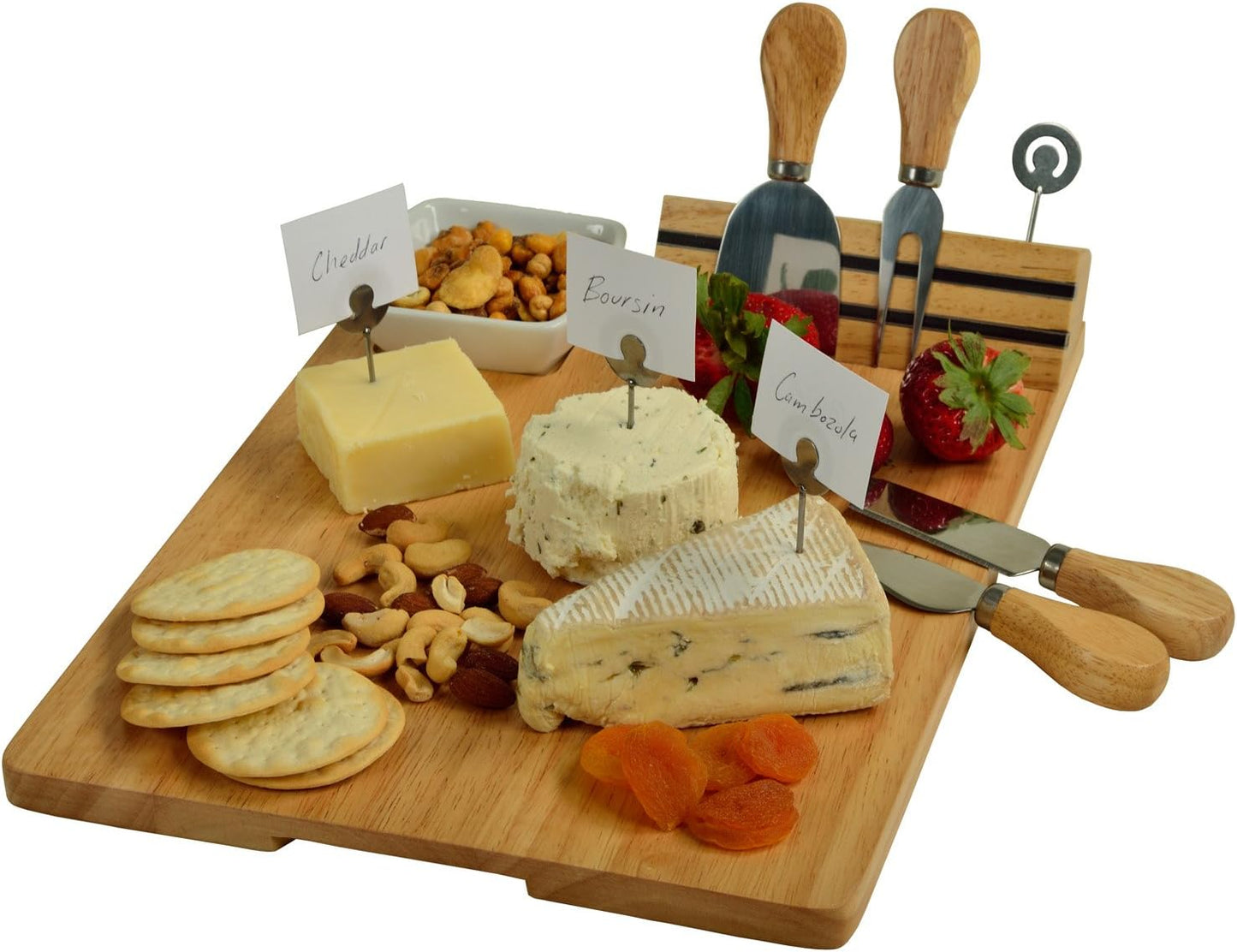 Monogrammed 4 Picnic at Ascot Personalized Laser Engraved Hardwood Board for Cheese & Appetizers - Includes Cheese