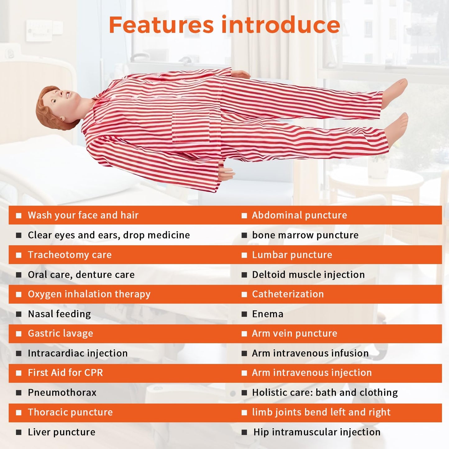 SKUWGW Adult Female Full-Body Anatomical Model, 67in Nursing Training Mannequin for Clinical Skills Training & Patient Care Education - Nursing School Supplies