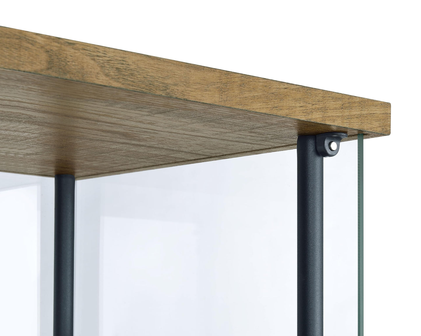 Coaster Home Furnishings - Bellatrix - Glass - 3-Shelf Curio Cabinet with Metal Frame, One Door, and Black Hardware - Living Room - 64-Inch - Mango - 950172MGO