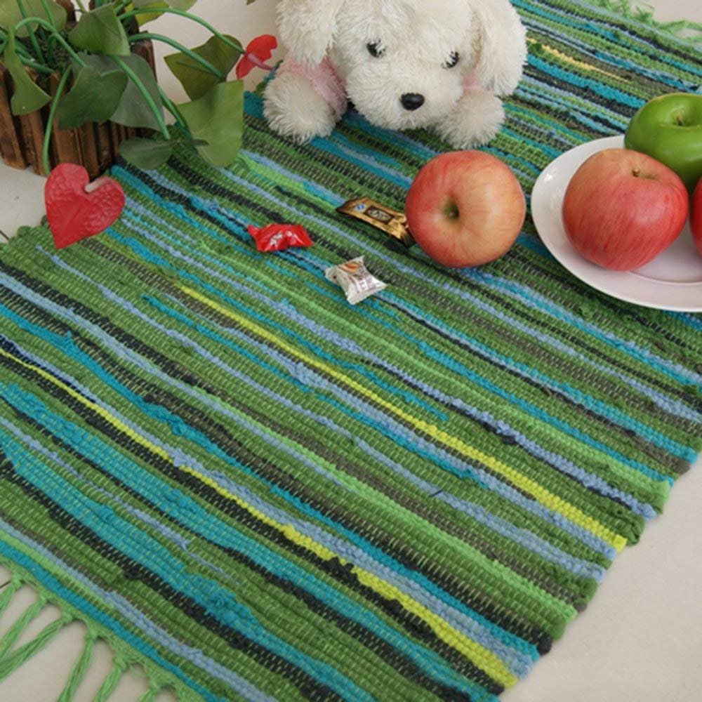 Chindi Rag Rug, Multi Color Striped Area Rug, Machine Washable Cotton, 20'' x 31"