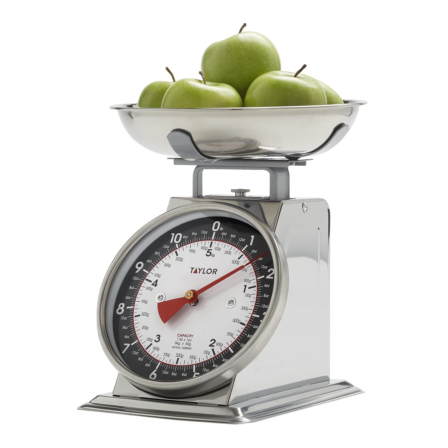 Taylor Mechanical Kitchen Food Scale with Bowl, Weighs Up to 11lbs, Measures in Grams and Ounces, Analog Cooking Scale for Baking, Black and Silver