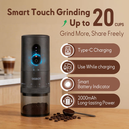 Portable Electric Burr Coffee Grinder -38 External Grind Settings - 1.7X Faster Grinding-Conical Ceramic Burrs&2000mAh Battery-Espresso Grinder for Travel, Camping, Home,Office