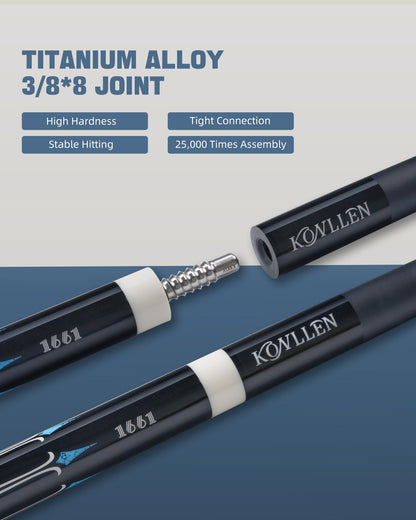 KONLLEN Carbon Fiber Pool Cue Stick Low Deflection Pool Cue Profession Billiards Cue Set for Adults with Billiards Accessories (Extension/Bolt)