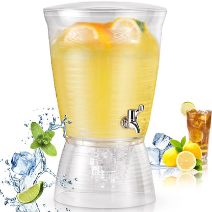 Tioncy 1 Pc Acrylic Beverage Dispenser with Spigot 2.7 Gallon/ 10 l Clear Drink Water Dispenser Countertop with Detachable Base Iced Juice Container Unbreakable for Wedding Party