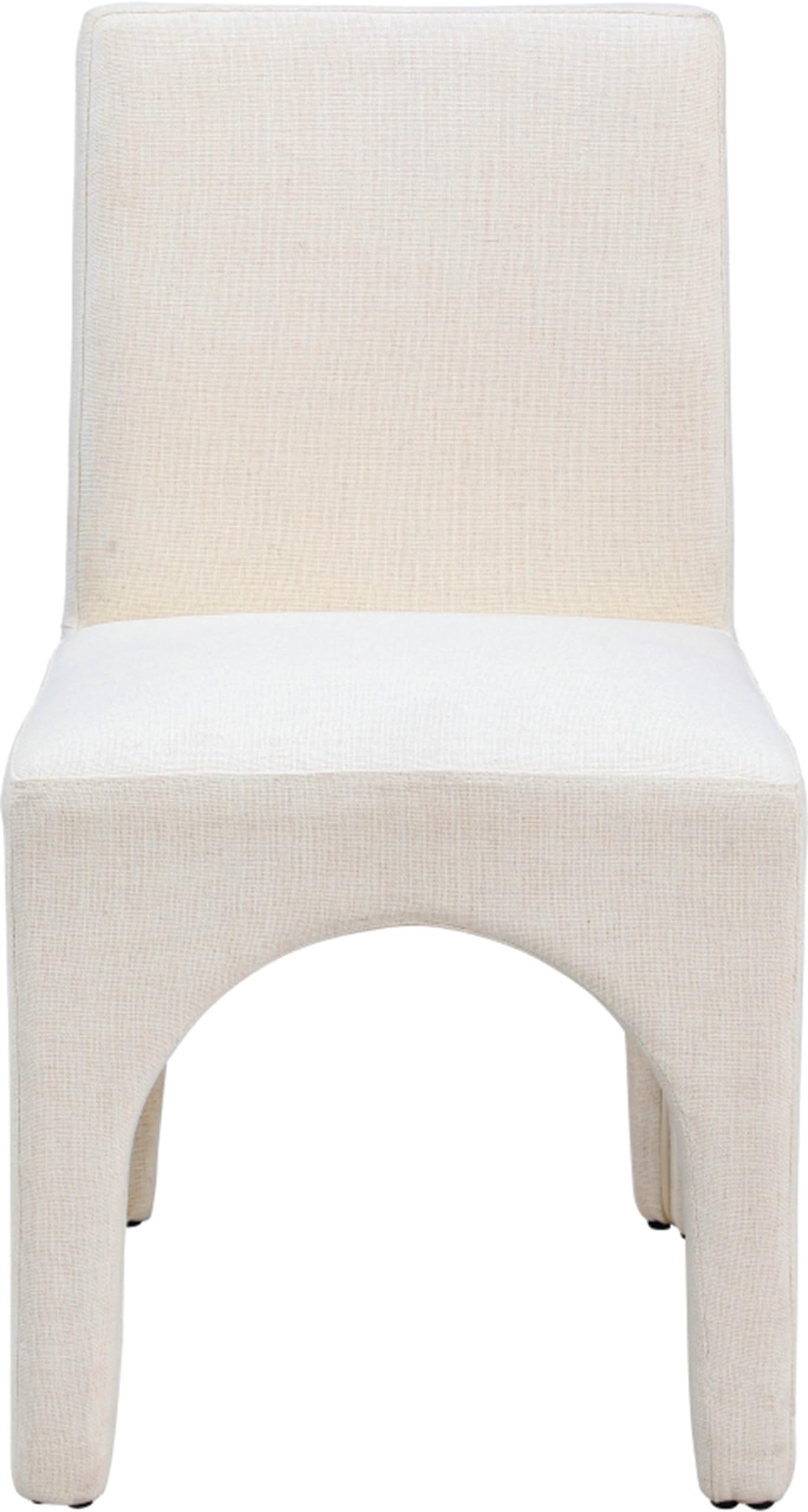 Meridian Furniture 753Beige-C Gramercy Collection Art Deco Dining Chair with Rich Beige Linen Textured Fabric with Weave, Arched Iron Inner Frame, 18.5" W x 23.5" D x 33" H, Beige, Set of 2