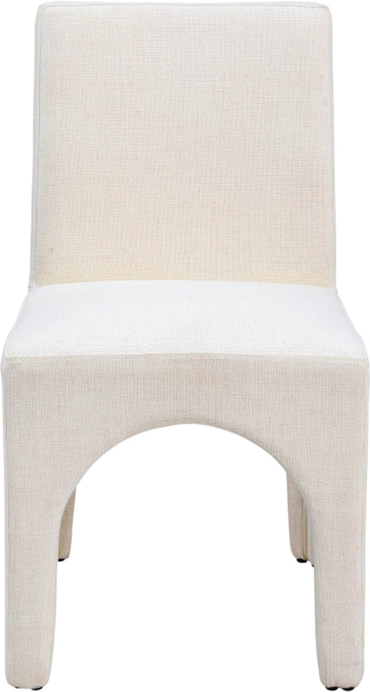 Meridian Furniture 753Beige-C Gramercy Collection Art Deco Dining Chair with Rich Beige Linen Textured Fabric with Weave, Arched Iron Inner Frame, 18.5" W x 23.5" D x 33" H, Beige, Set of 2
