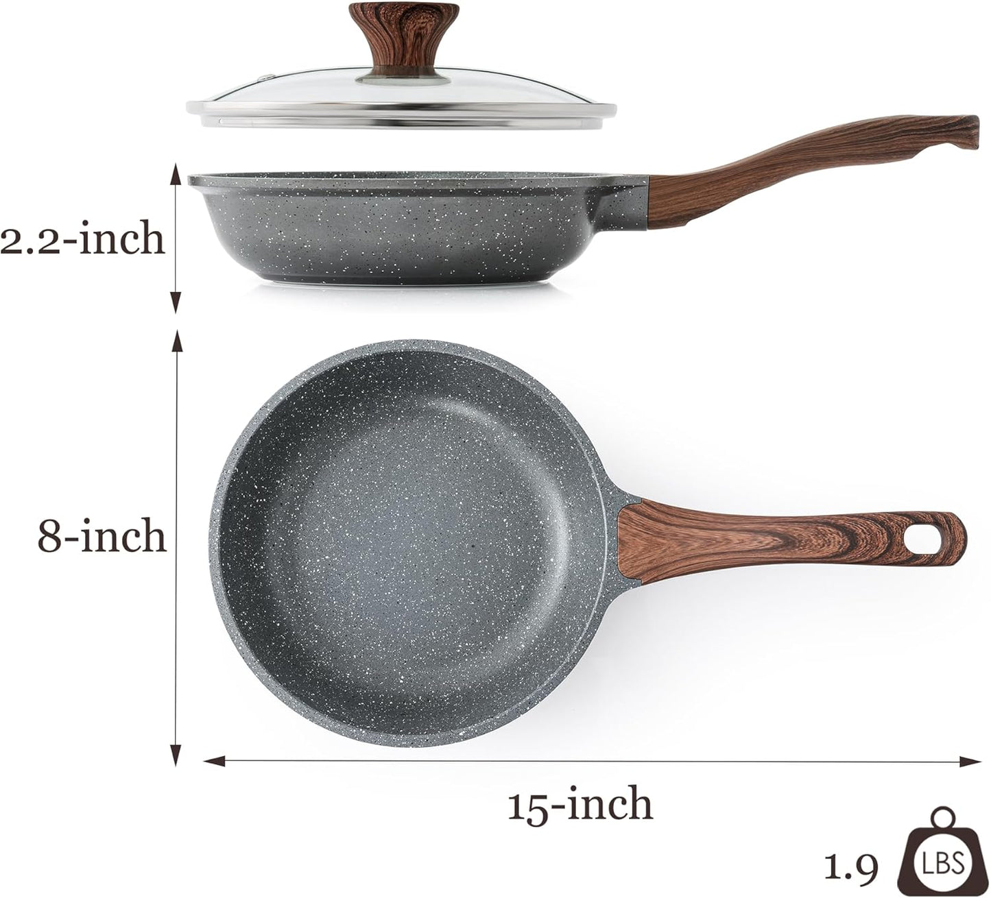 SENSARTE Nonstick Frying Pan - Healthy Omelet Skillet with Glass Lid | 8-Inch PFOA Free Cookware