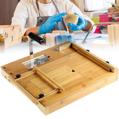 XQZMZSCP Loaf Soap Making Cutting Mold Kit, Adjustable Wooden Soap Cutter Machine with Size Scale and Hidden Storage Box
