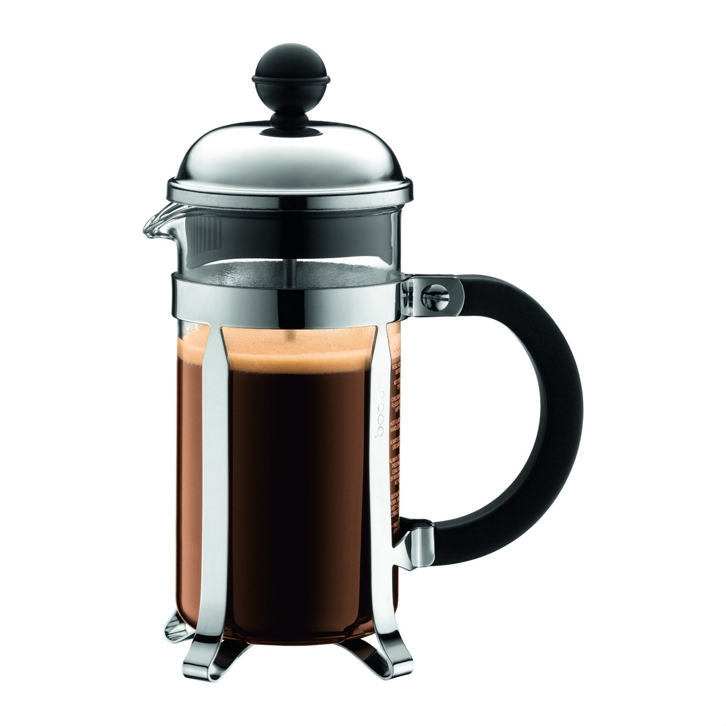 Bodum 12oz Chambord French Press Coffee Maker, High-Heat Borosilicate Glass, Polished Stainless Steel – Made in Portugal