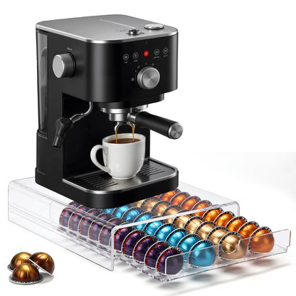 Clear Acrylic Coffee Pod Drawer for Nespresso Vertuo 40 Pod Double Sided Pull Out Organizer