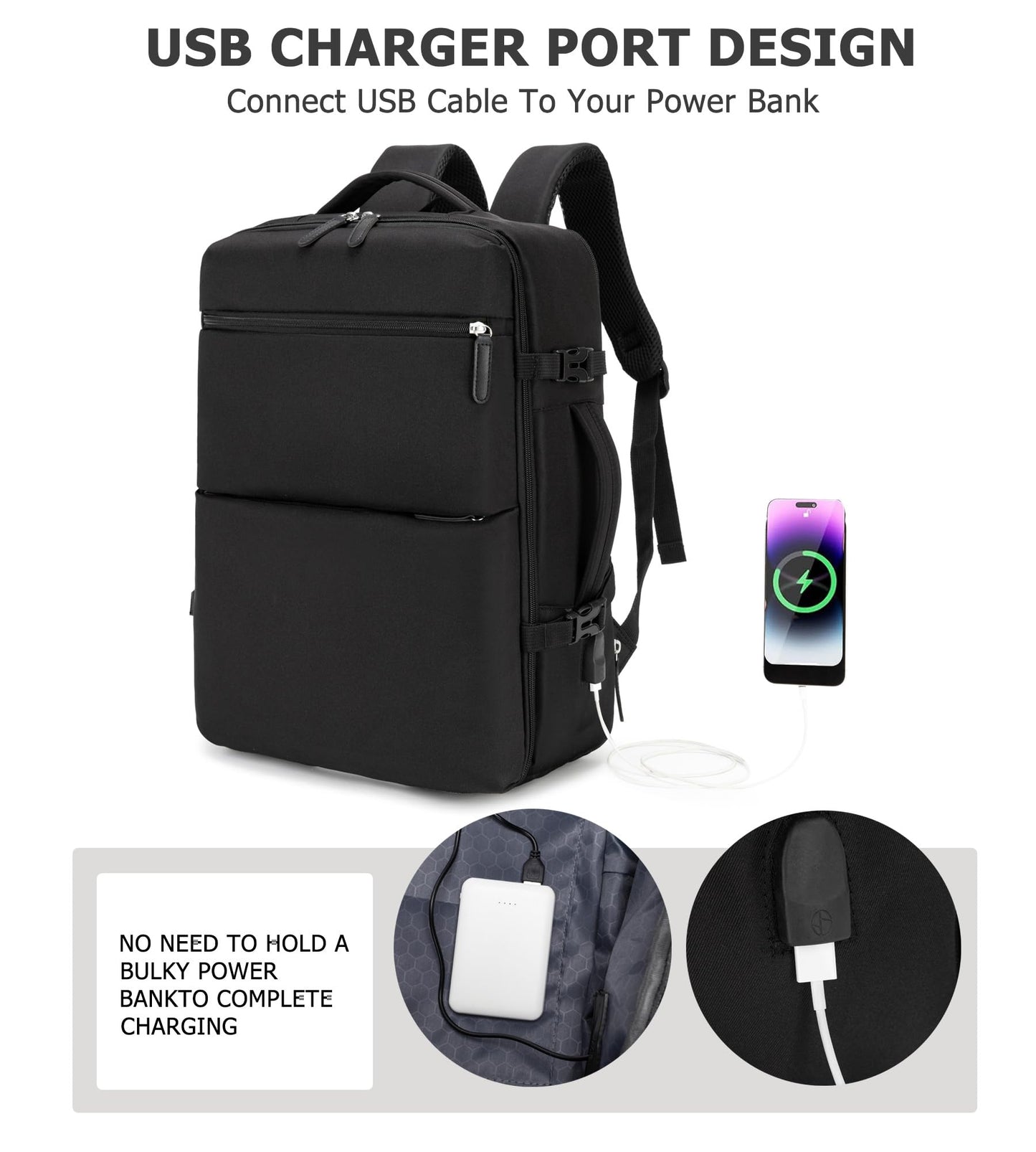 feilario 2 Piece Set Aluminium Frame PC Hard Shell Spinner Wheels Luggage,22.5"X15"X9.5" Airline Approved Built-In TSA lock Carry on Suitcase, with Cup Holder, USB Port, Phone Holder