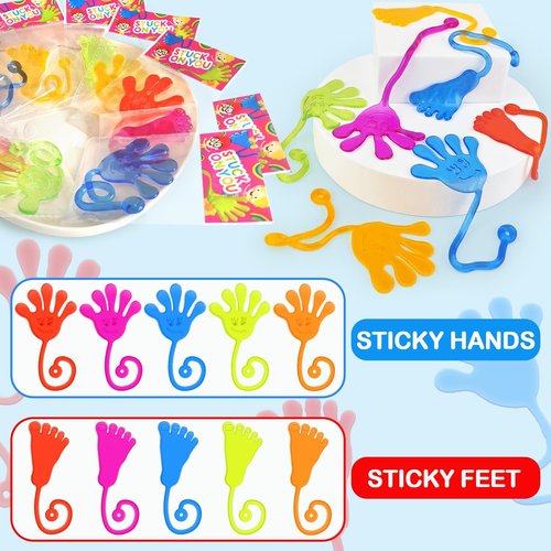 Leetous Bulk Toys - 60 PCS Sticky Hands & Feet Party Favors | Non-Candy Goodie Bag Fillers for Kids