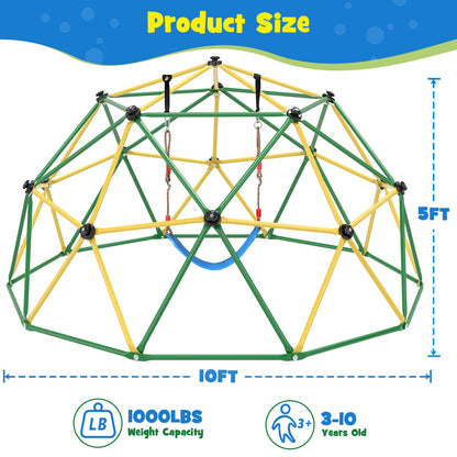 Amictoy Climbing Dome, 10FT Climber with Hammock & Swing, Jungle Gym Backyard for Kids, 2025 Upgraded Model Indoor Outdoor Toddler Play Equipment, Easy Assembly, Safety Certified